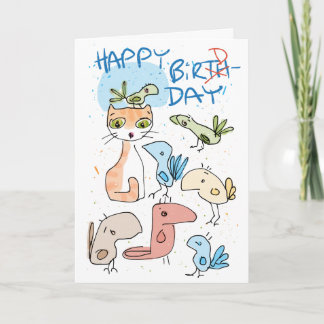 Un chat sur une carte d'anniversaire... ou une car