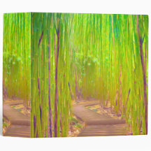 Un chemin en bois à travers une dense forêt de bam