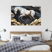 Un cheval galopant sur la toile des rochers Imprim (Insitu(Chambre))