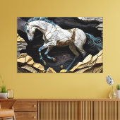 Un cheval galopant sur la toile des rochers Imprim (Insitu(Salon))