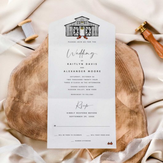 Un Chic Fall Grange | Invitation de mariage tout en u