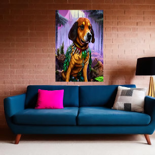 Un chien brun dans la forêt   AI Art Poster