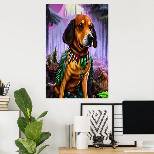 Un chien brun dans la forêt | AI Art Poster (Bureau à domicile)