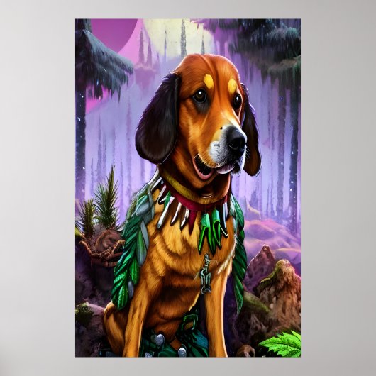 Un chien brun dans la forêt | AI Art Poster (Devant)