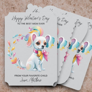 Un chien mignon sur une carte de Saint Valentin,