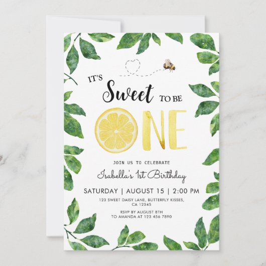 Un citron 1er anniversaire Invitation (Devant)