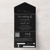 Un Code QR noir moderne tout en une invitation (À l'intérieur)