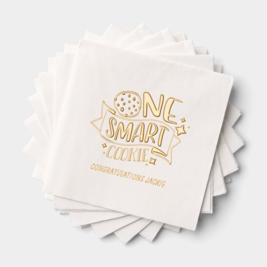 Un Cookie Smart Gold Foil Graduation Napkins (Insitu (empilé))