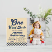 Un Cool Dude Boy 1er Anniversaire Photo Invitation (Debout devant)