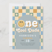 Un Cool Dude Boys Blue 1er Birthday Invitation (Devant)
