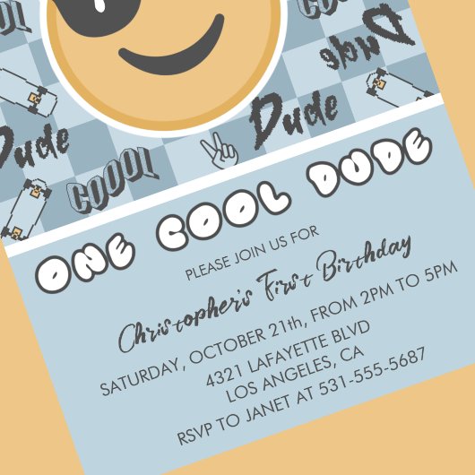 Un Cool Dude Invitation Anniversaire Retro Blue