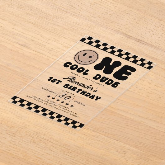 Un Cool Dude première invitation acrylique d'anniv (Poser)