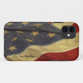 Un coque iphone de script personnel du drapeau amé (Dos (Horizontal))