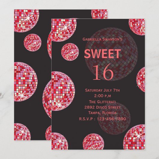 un coup de disco - invitations d'anniversaire de (Devant / Derrière)