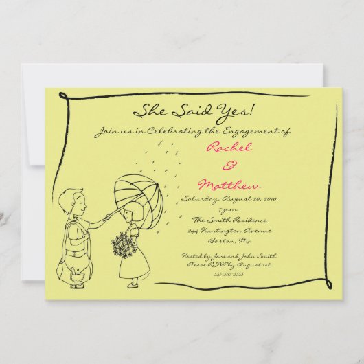 Un couple doué dans la pluie Invitation Fiançaille (Devant)