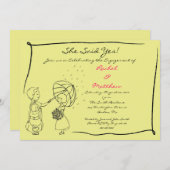 Un couple doué dans la pluie Invitation Fiançaille (Devant / Derrière)