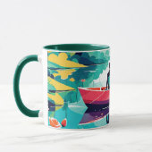 Un couple en bateau dans un lac - Café Mug (Gauche)