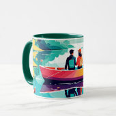 Un couple en bateau dans un lac - Café Mug (Devant gauche)