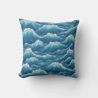 Un coussin à vagues de style japonais