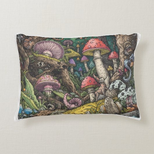 Un coussin décoratif de forêt psychédélique (Devant)