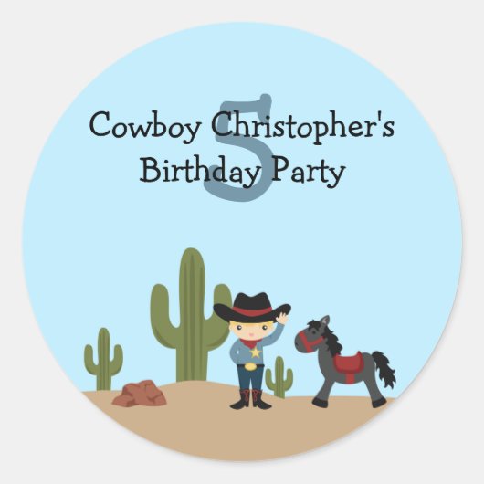 Un cowboy amusant autocollants de fête d'anniversa (Devant)