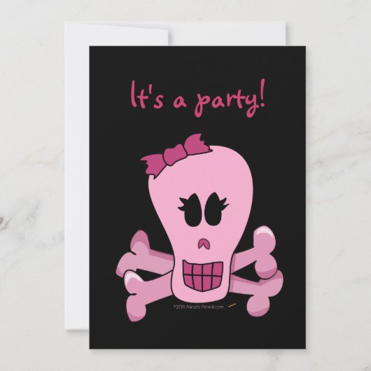 Un crâne de fille rose avec des invitations à la f (Devant)