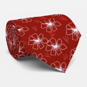 Un cravate dans un design floral rouge (Roulé)
