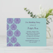 Un Damas Vintage Invitation pour 21e anniversaire (Debout devant)