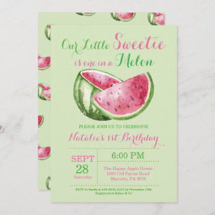 Un dans invitation d'anniversaire de pastèque de