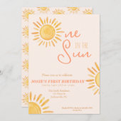 Un dans le soleil 1er anniversaire Invitation (Devant / Derrière)