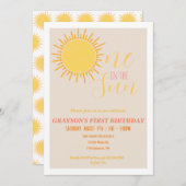 Un dans le soleil 1er anniversaire Invitation (Devant / Derrière)