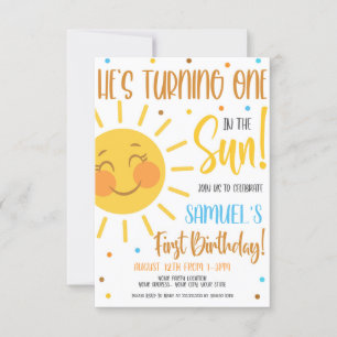 Un dans le soleil Anniversaire fêtes Invitation