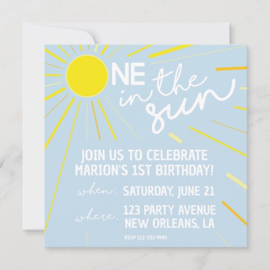 Un dans le soleil Invitation d'anniversaire (Devant)