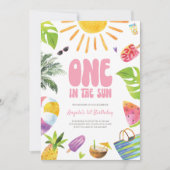 UN dans le soleil rose été Invitation d'anniversai (Devant)