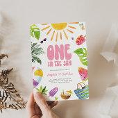 UN dans le soleil rose été Invitation d'anniversai