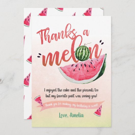 Un dans Merci d'anniversaire de pastèque de melon (Devant / Derrière)