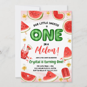 Un dans un Melon 1er anniversaire Invitation