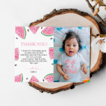 Un Dans Un Melon Birthday Watermelon Carte de reme<br><div class="desc">Présentez notre Carte de remerciements "One In A Melon" Birthday Watermelon, la façon idéale de témoigner de la gratitude à vos invités après une célébration joyeuse. Ce charmant carte de remerciements présente d'adorables graphismes de pastèque et des couleurs vibrantes, capturant l'essence de l'été et le plaisir de votre petit jour...</div>