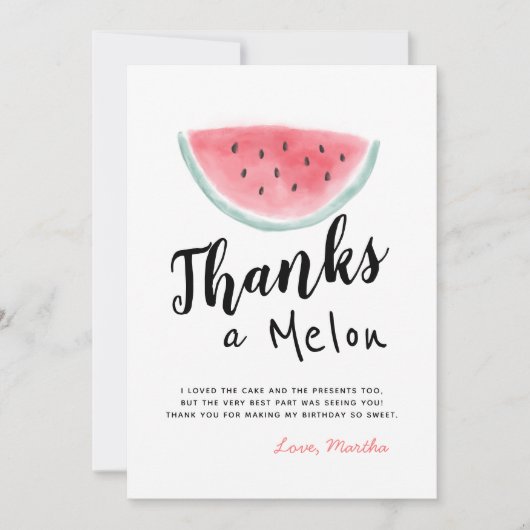 Un dans un Melon Carte de remerciements d'annivers (Devant)