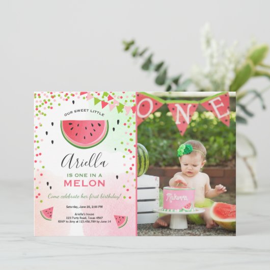 Un dans un melon Invitation Anniversaire Watermelo (Debout devant)