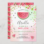 Un dans un melon Invitation Anniversaire Watermelo (Devant / Derrière)