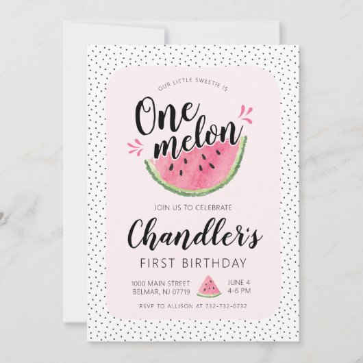 Un dans un Melon Invitation d'anniversaire (Devant)