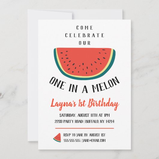 UN dans un Melon Invitation d'anniversaire (Devant)