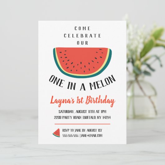 UN dans un Melon Invitation d'anniversaire (Debout devant)