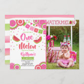 Un Dans Un Melon Invitation Fête Melon (Devant / Derrière)