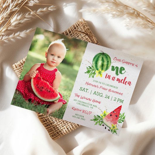Un dans un Melon Photo Invitation d'anniversaire