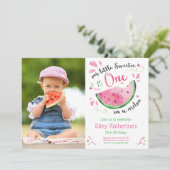 Un dans un Melon rose 1er anniversaire Invitation (Debout devant)