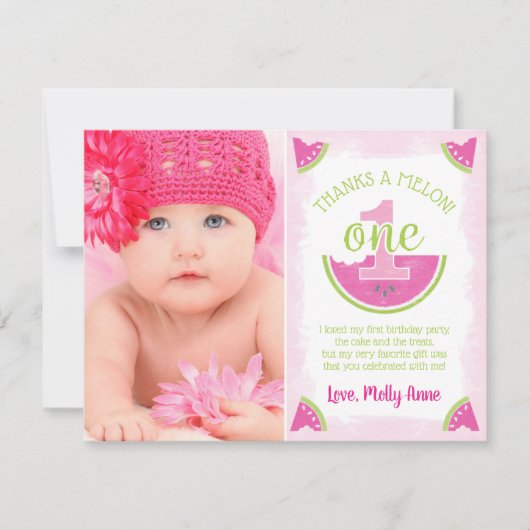 Un dans un Melon Watermelon Carte de remerciements (Devant)