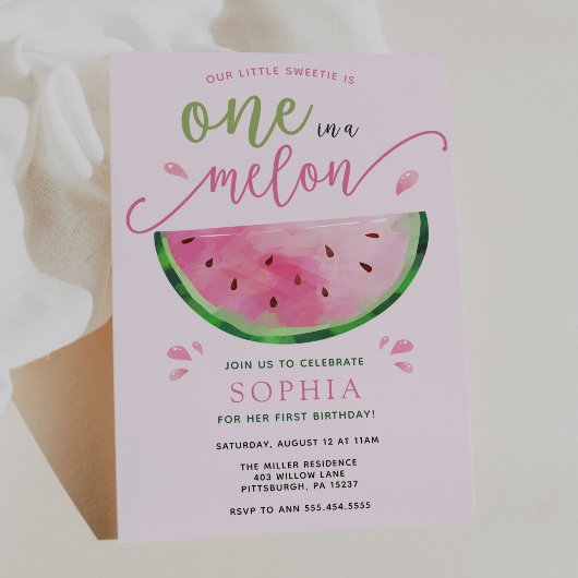 Un dans un Melon Watermelon Invitation d'anniversa