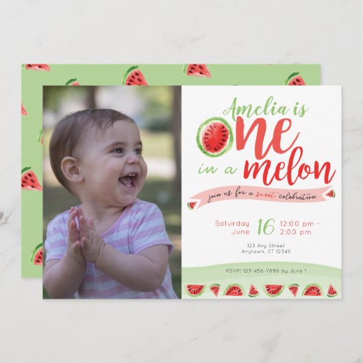Un dans un Melon Watermelon Premier Invitation d'a (Devant / Derrière)